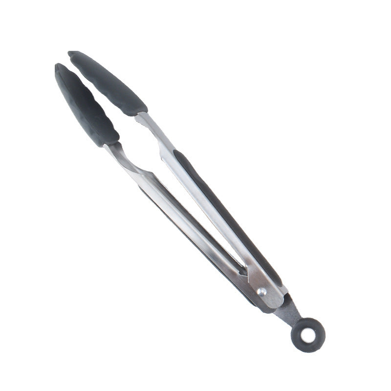 Stainless Steel Food Tongs with Black Silicone Tips