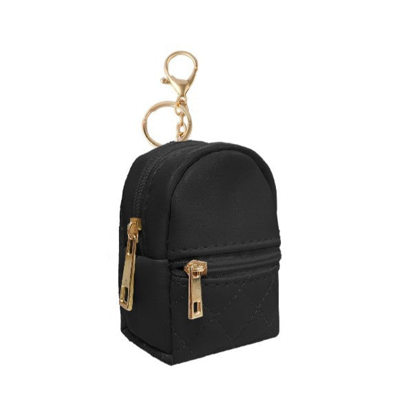 Black Mini Backpack-Style Keychain Pouch
